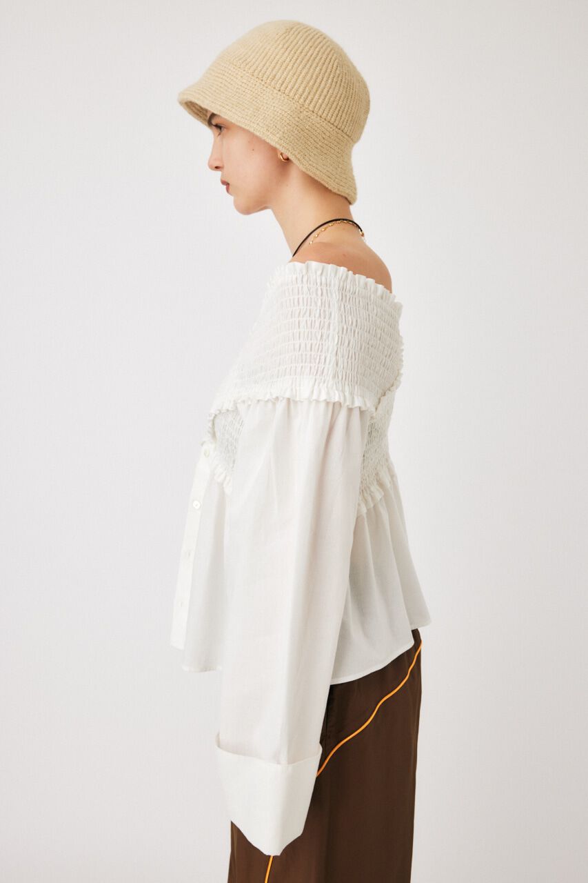 MOUSSY「SHIRRING OFF SHOULDER シャツ」|シャツ・ブラウス|