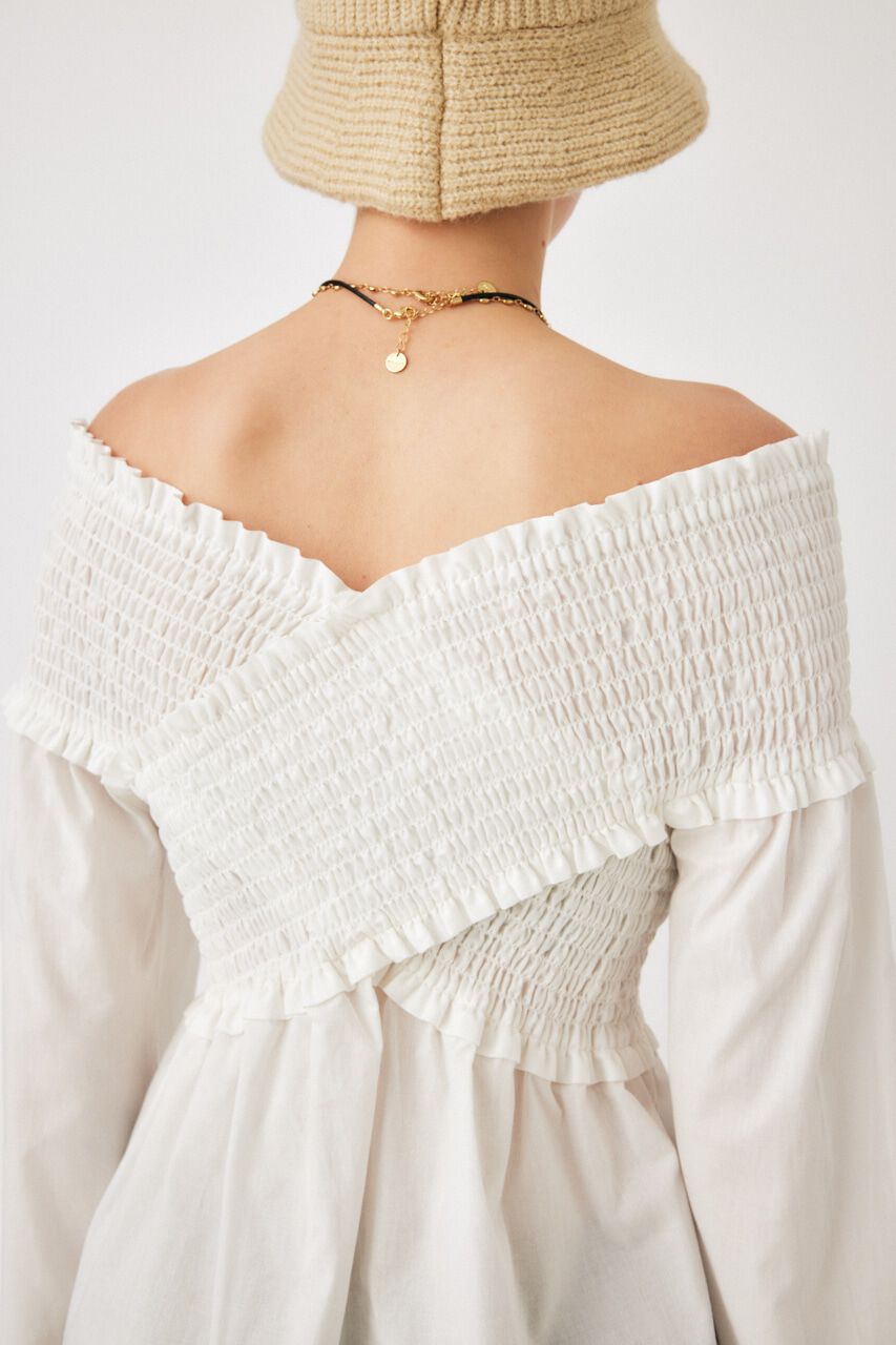 MOUSSY「SHIRRING OFF SHOULDER シャツ」|シャツ・ブラウス|