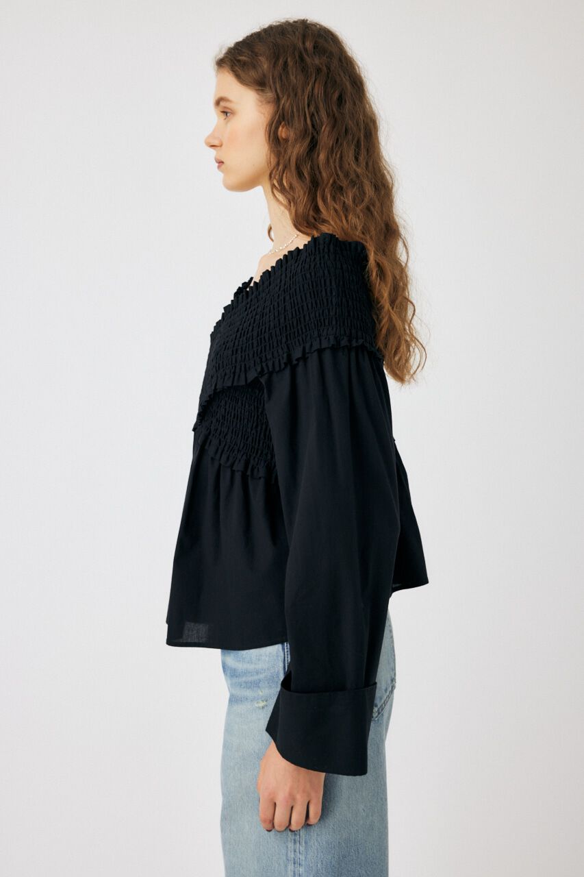 MOUSSY「SHIRRING OFF SHOULDER シャツ」|シャツ・ブラウス|
