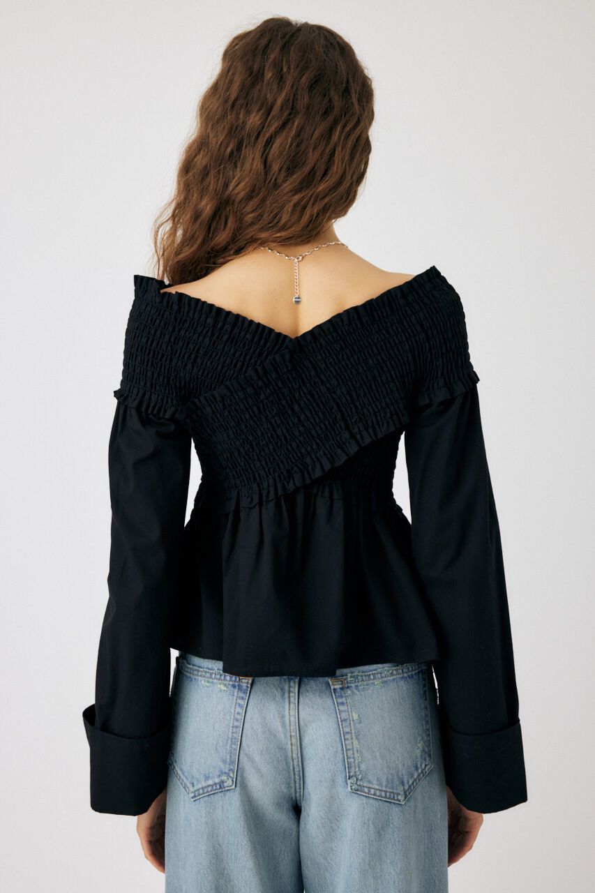 MOUSSY「SHIRRING OFF SHOULDER シャツ」|シャツ・ブラウス|