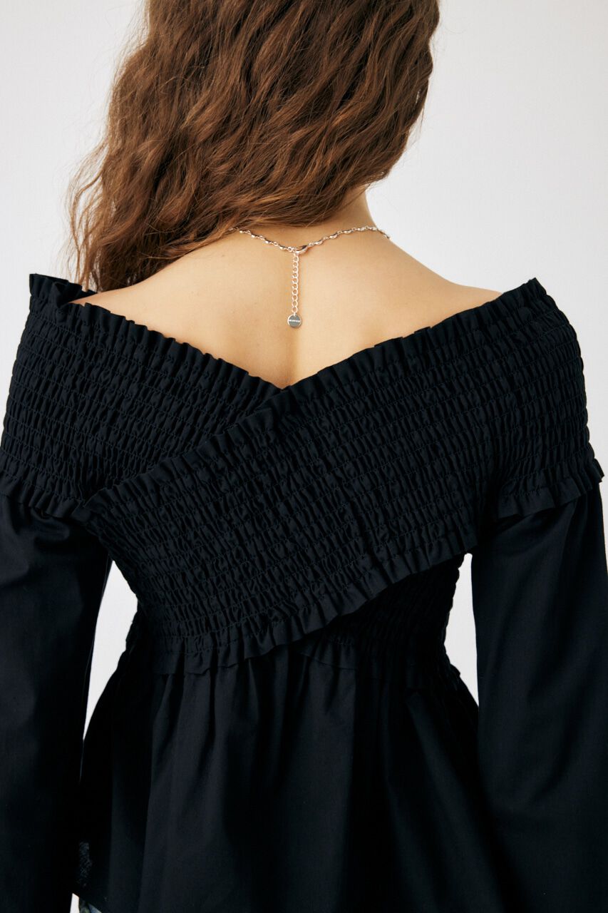 MOUSSY「SHIRRING OFF SHOULDER シャツ」|シャツ・ブラウス|