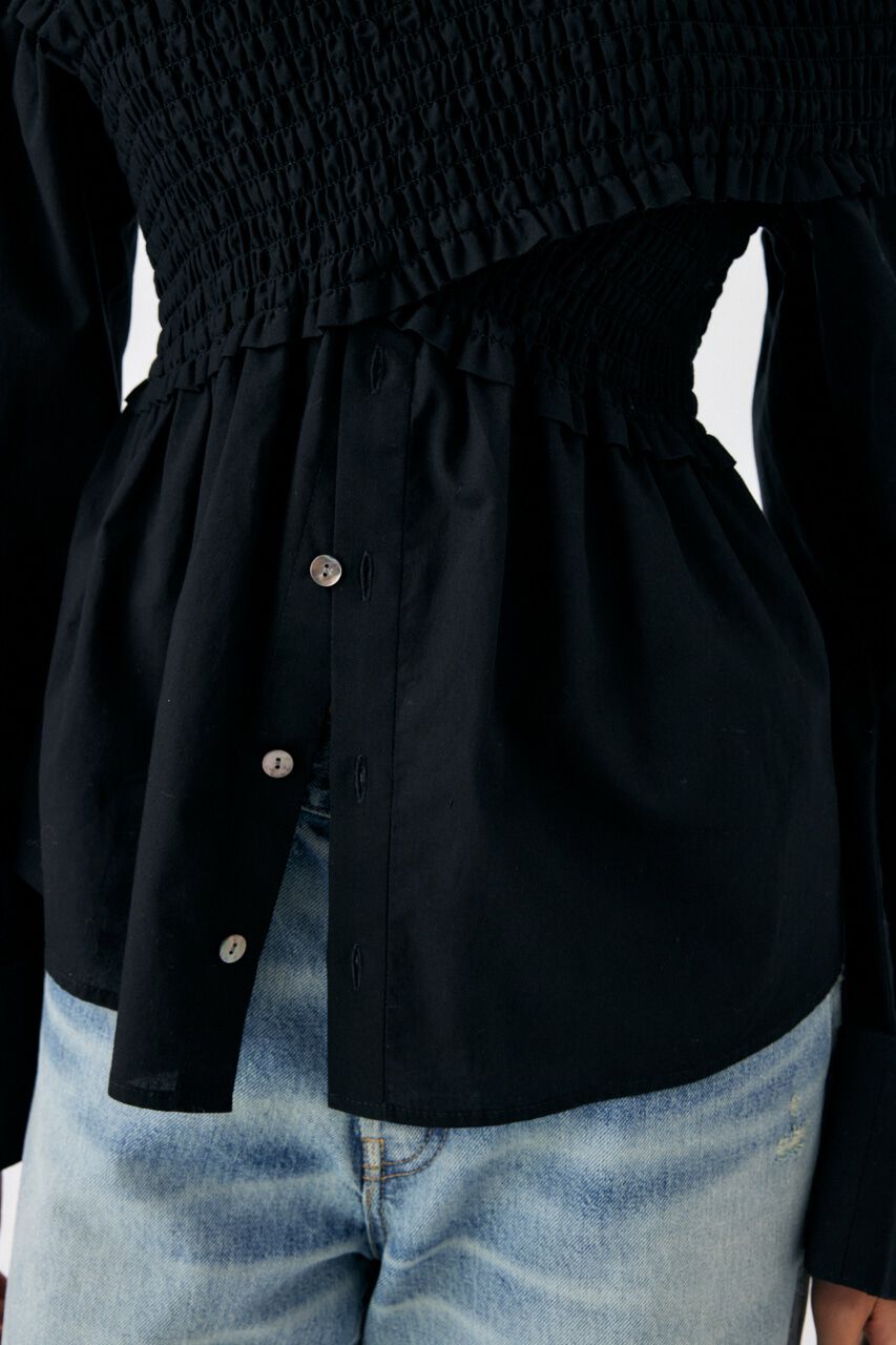 MOUSSY「SHIRRING OFF SHOULDER シャツ」|シャツ・ブラウス|