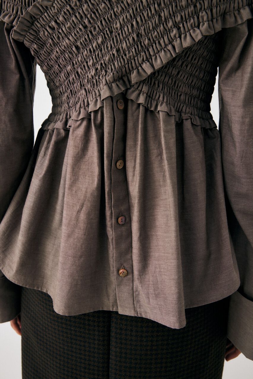 MOUSSY「SHIRRING OFF SHOULDER シャツ」|シャツ・ブラウス|