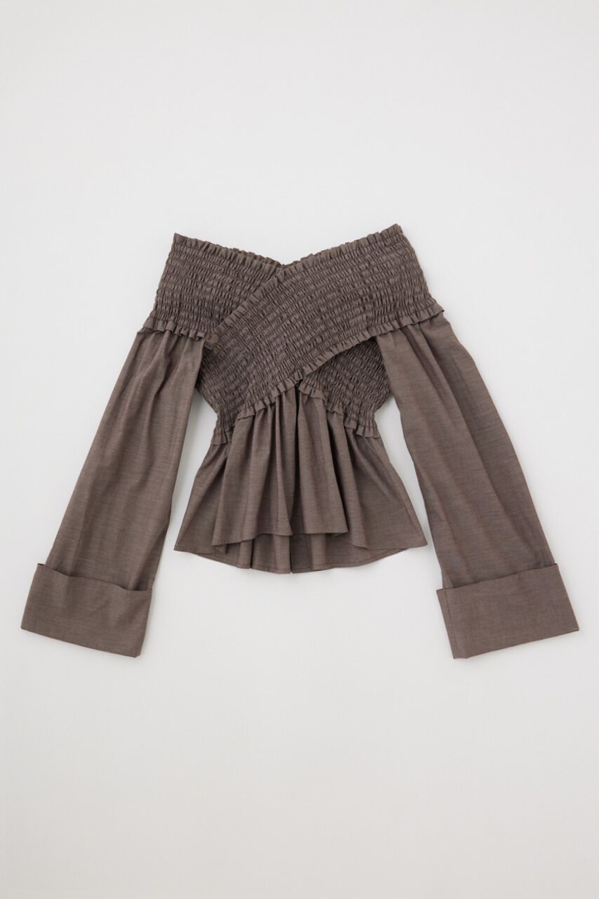 MOUSSY「SHIRRING OFF SHOULDER シャツ」|シャツ・ブラウス|