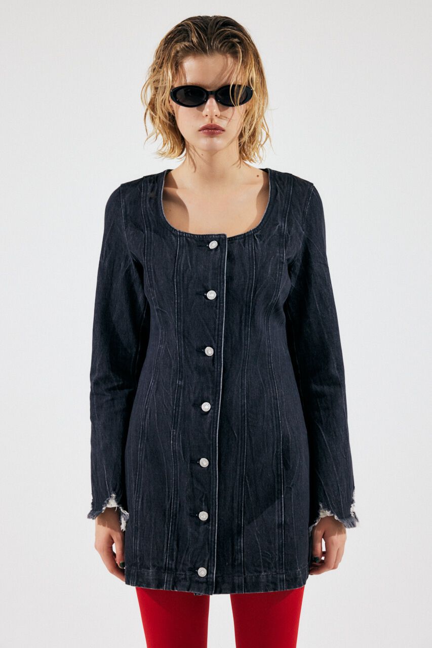 MOUSSY「SCOOP NECK DENIM ミニドレス」|ワンピース|