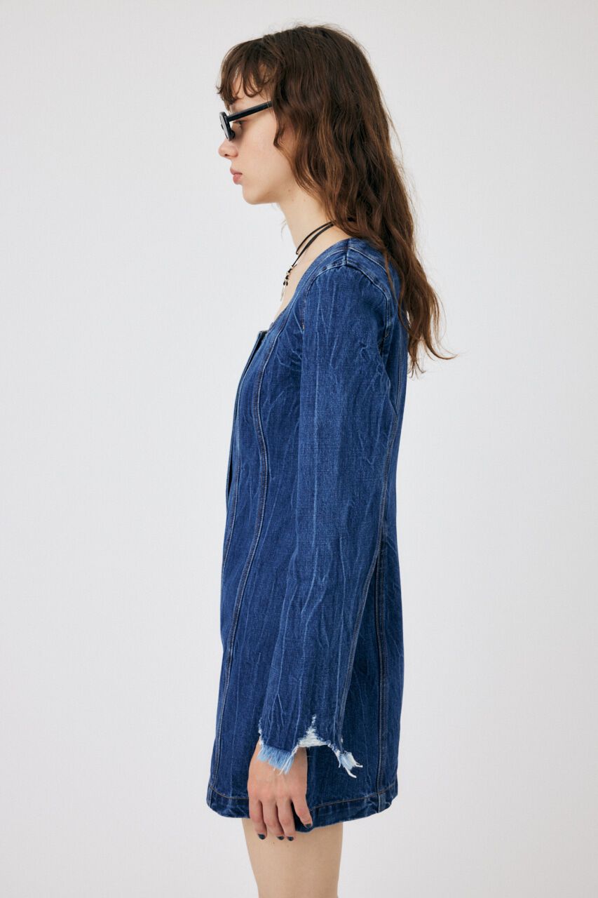 MOUSSY「SCOOP NECK DENIM ミニドレス」|ワンピース|