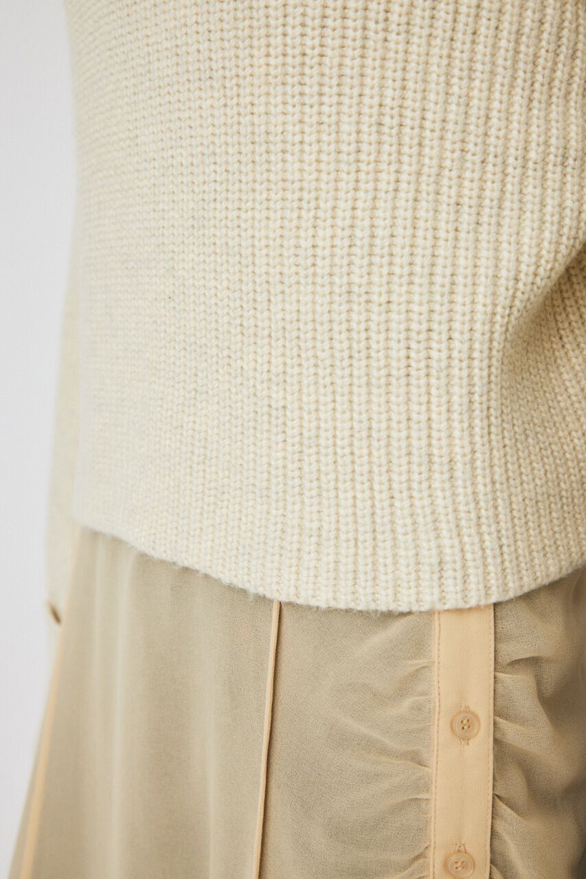 MOUSSY「BUTTON UP HI NECK KNIT トップス」|ニット・セーター|