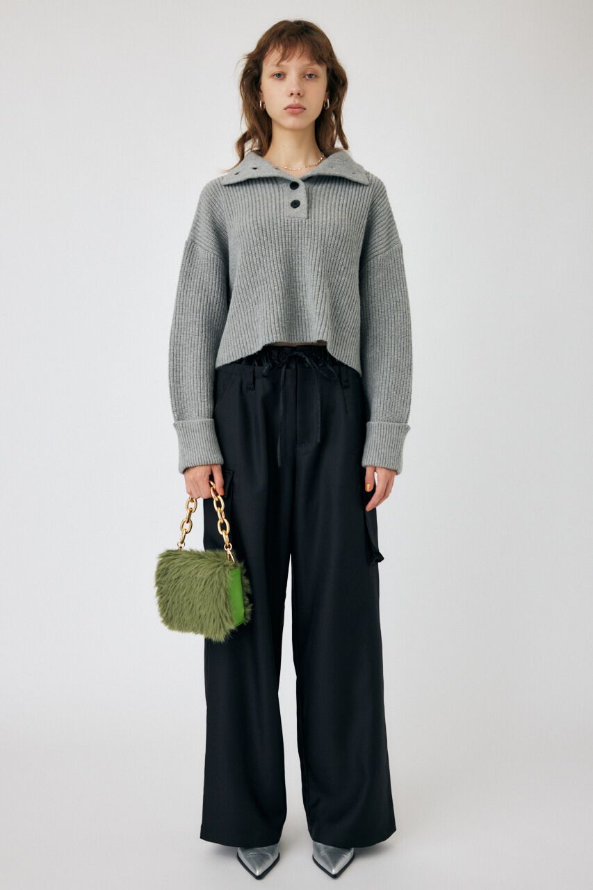 MOUSSY「BUTTON UP HI NECK KNIT トップス」|ニット・セーター|