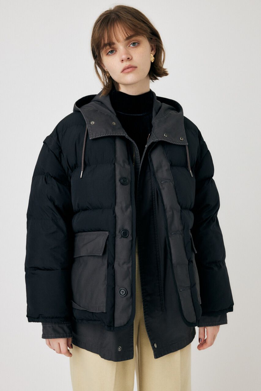 MOUSSY「MILITARY LAYERED PUFFER ジャケット」|その他|BLK