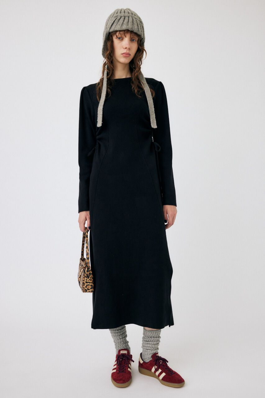 MOUSSY「WAIST RIBBON ロングドレス」|ワンピース|BLK
