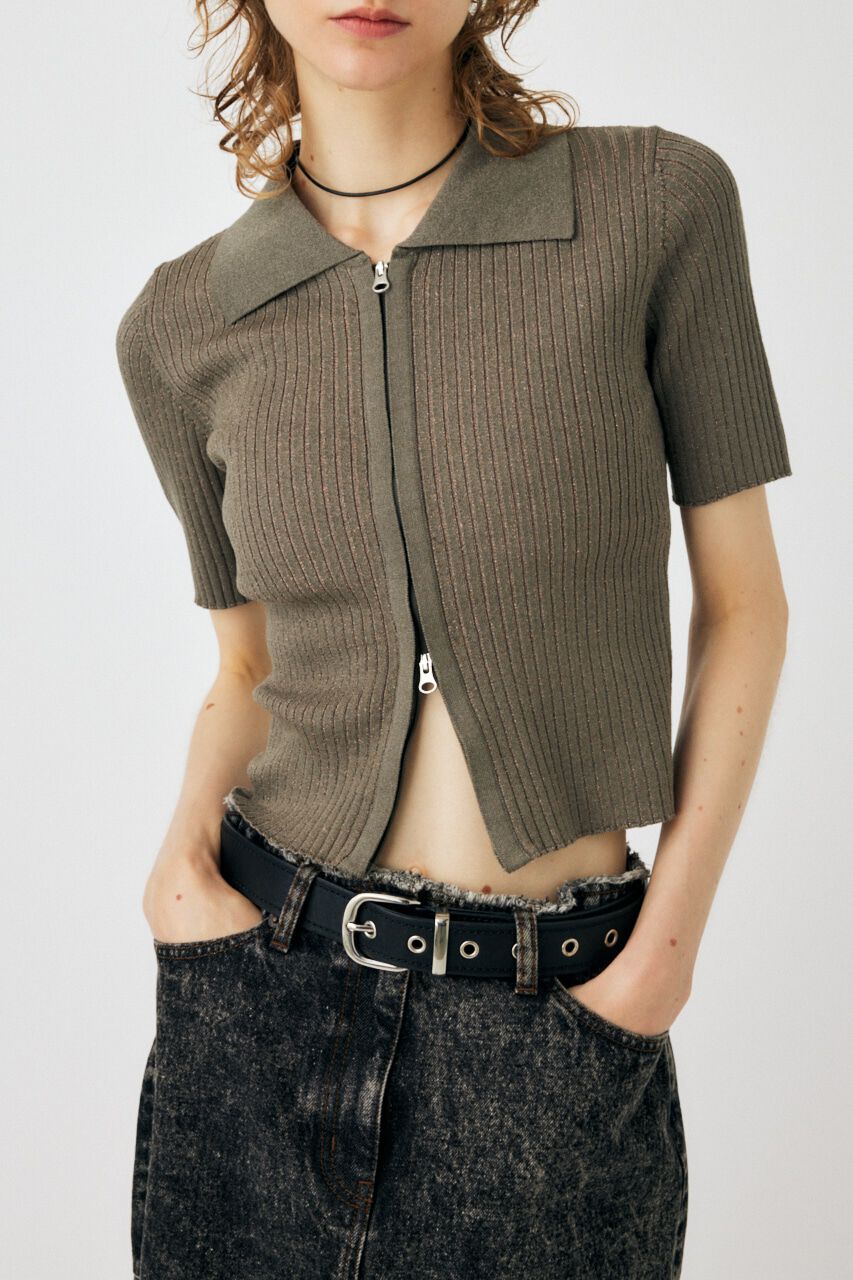 MOUSSY「ZIP UP KNIT シャツ」|ニット・セーター|