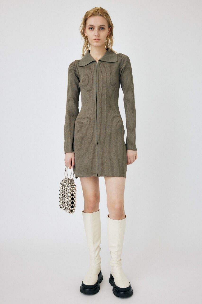 MOUSSY「ZIP UP LS MINI ドレス」|ワンピース|