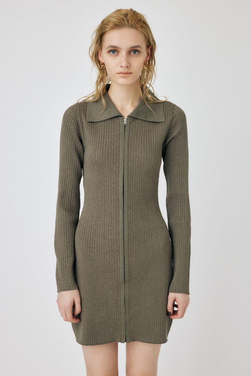 MOUSSY「ZIP UP LS MINI ドレス」|ワンピース|