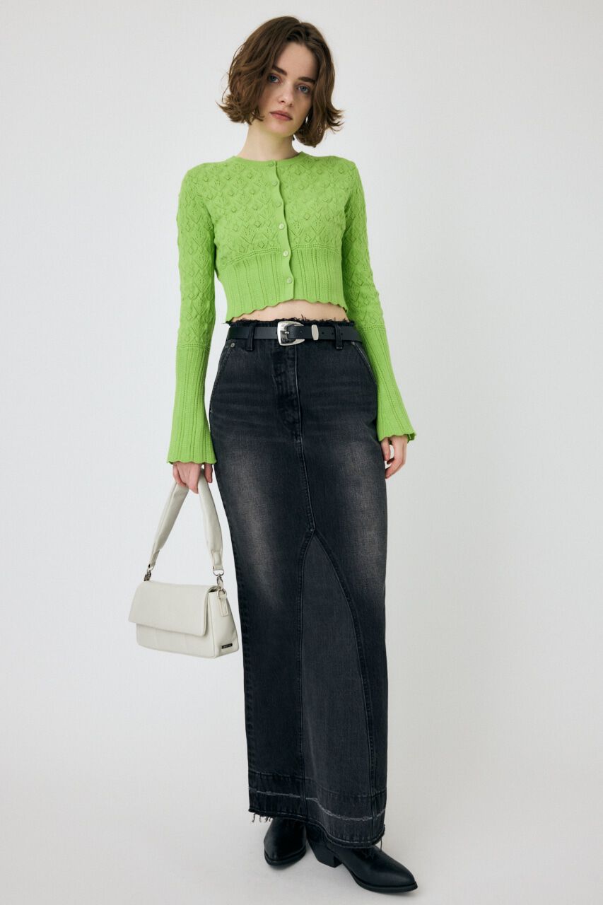 MOUSSY「CROCHET KNIT CROPPED カーディガン」|ニット・セーター|