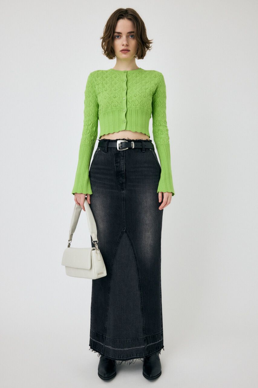 MOUSSY「CROCHET KNIT CROPPED カーディガン」|ニット・セーター|