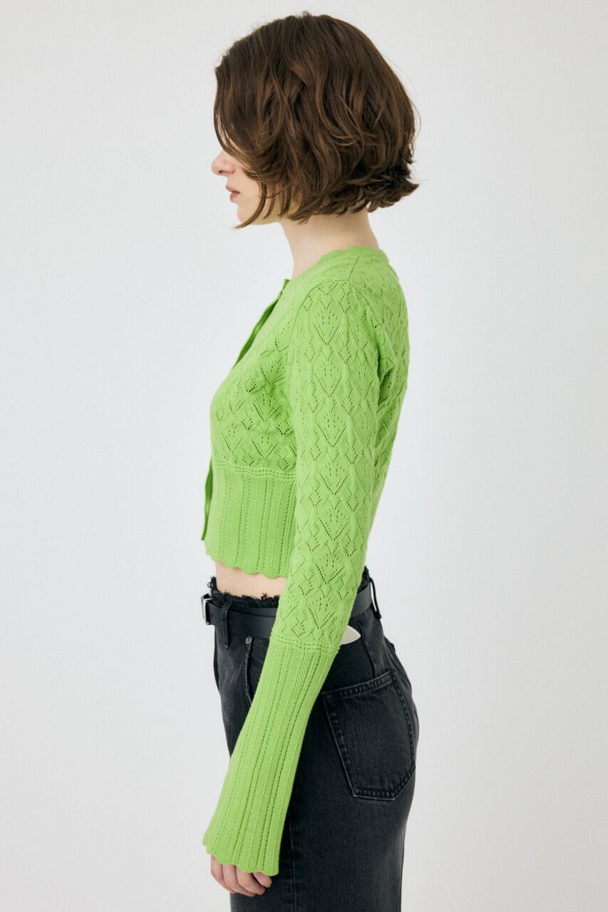 MOUSSY「CROCHET KNIT CROPPED カーディガン」|ニット・セーター|