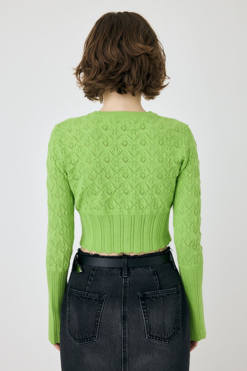 MOUSSY「CROCHET KNIT CROPPED カーディガン」|ニット・セーター|