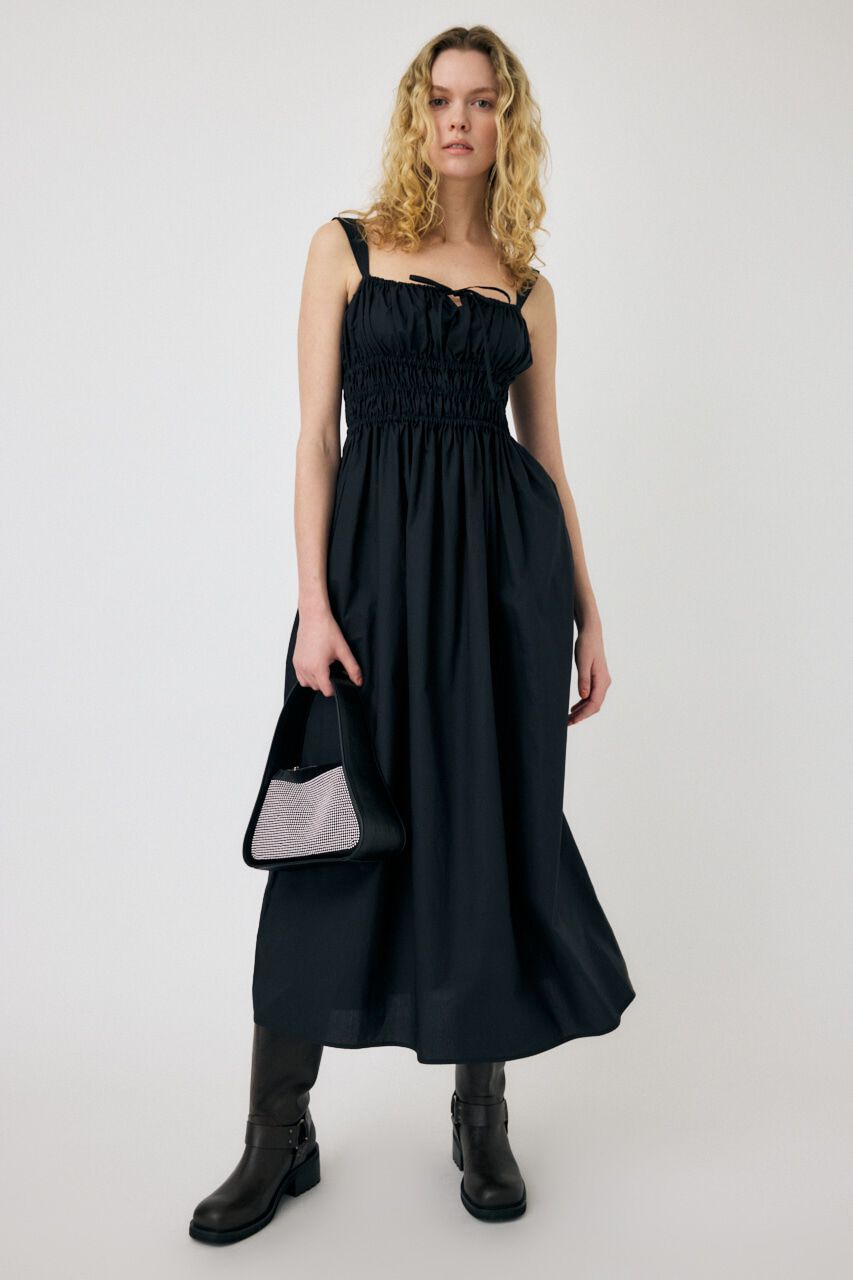 MOUSSY「COTTON GATHER CAMI ドレス」|ワンピース|BLK