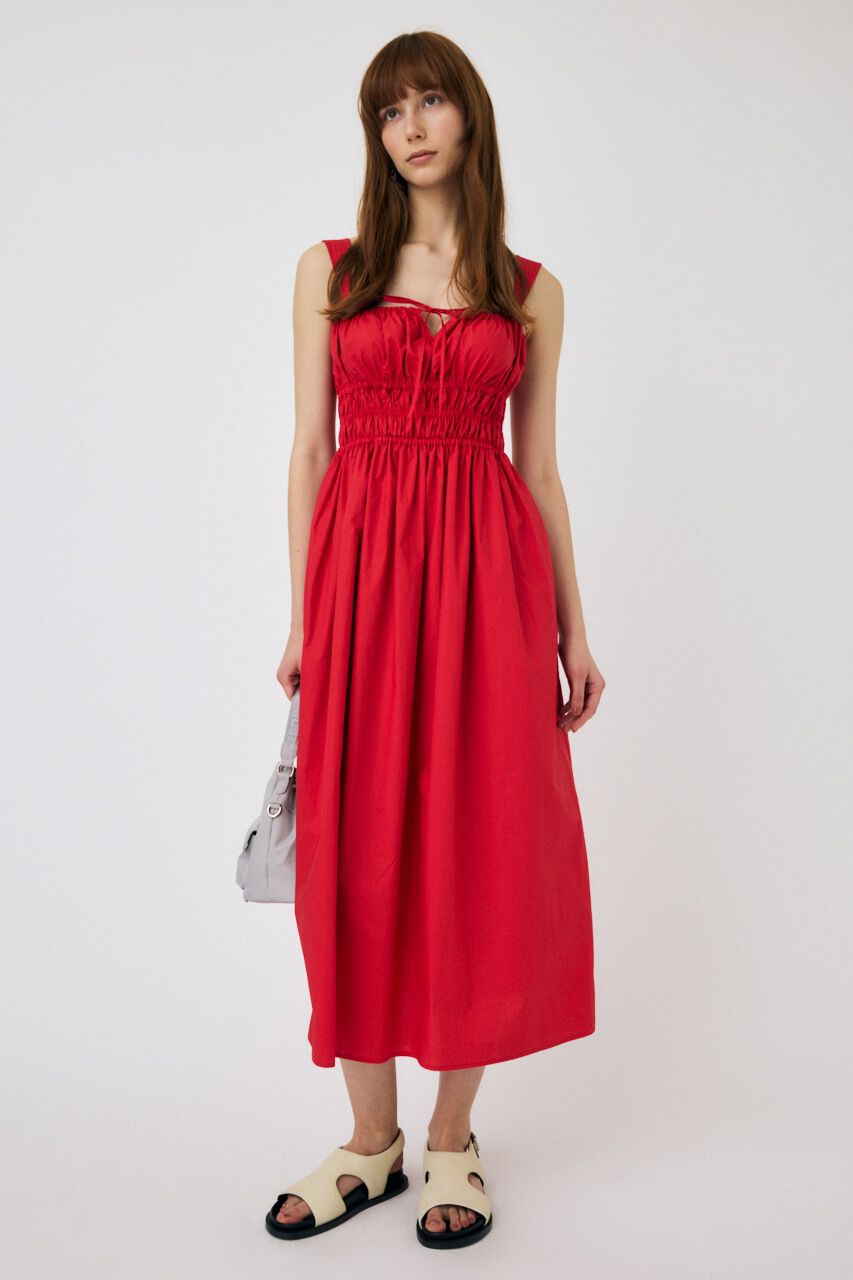 MOUSSY「COTTON GATHER CAMI ドレス」|ワンピース|RED