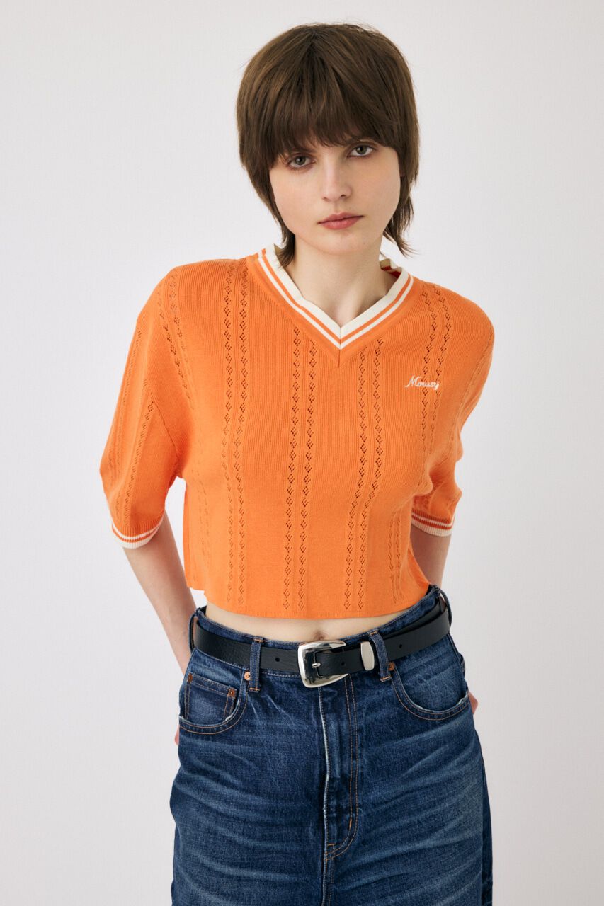 MOUSSY「MOUSSY CROPPED KNIT Tシャツ」|ニット・セーター|ORG