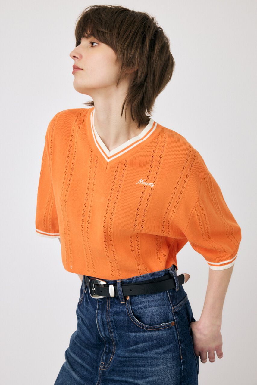 MOUSSY「MOUSSY CROPPED KNIT Tシャツ」|ニット・セーター|