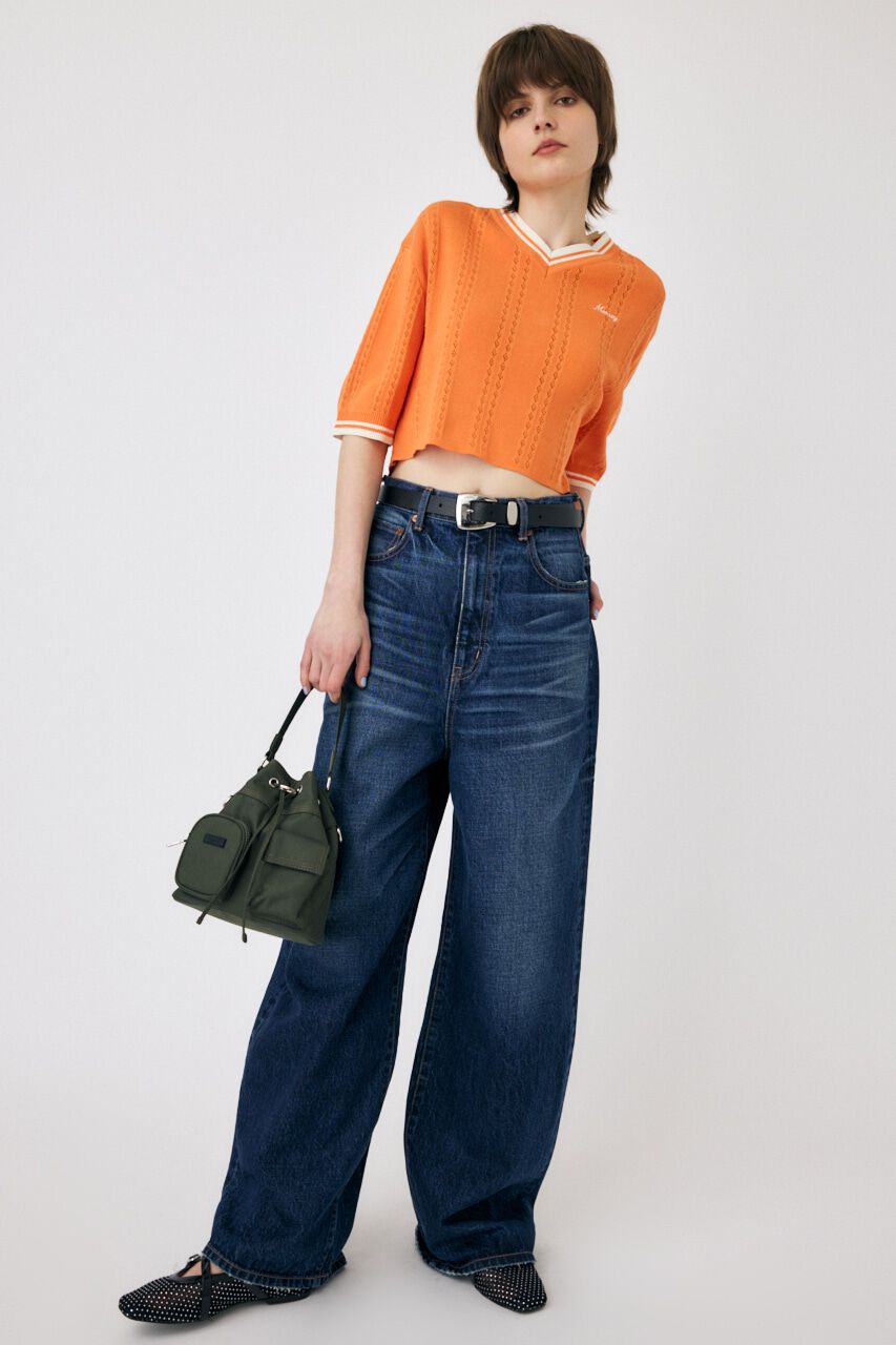 MOUSSY「MOUSSY CROPPED KNIT Tシャツ」|ニット・セーター|