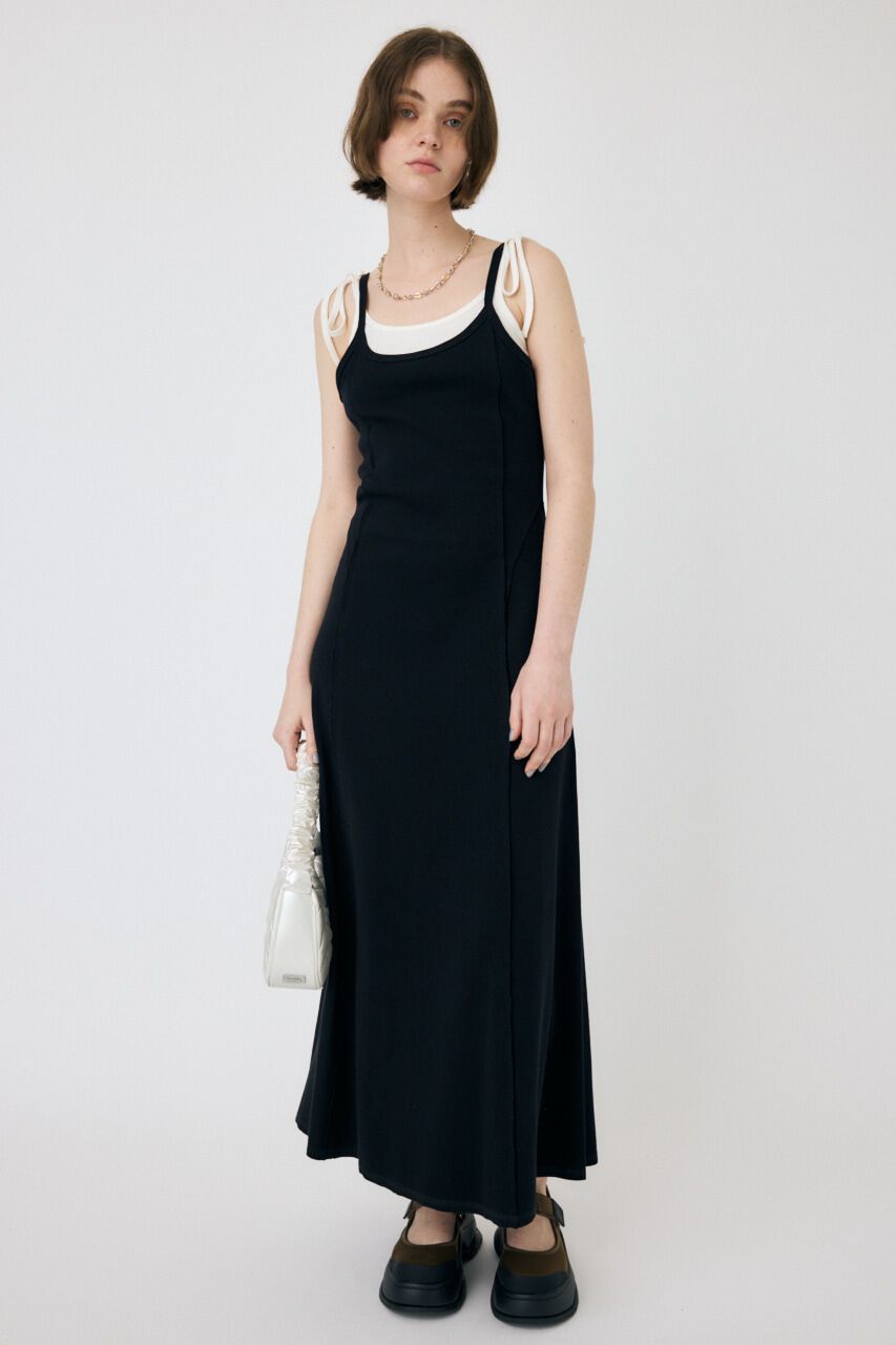 MOUSSY「LAYERED RIB ドレス」|ワンピース|BLK