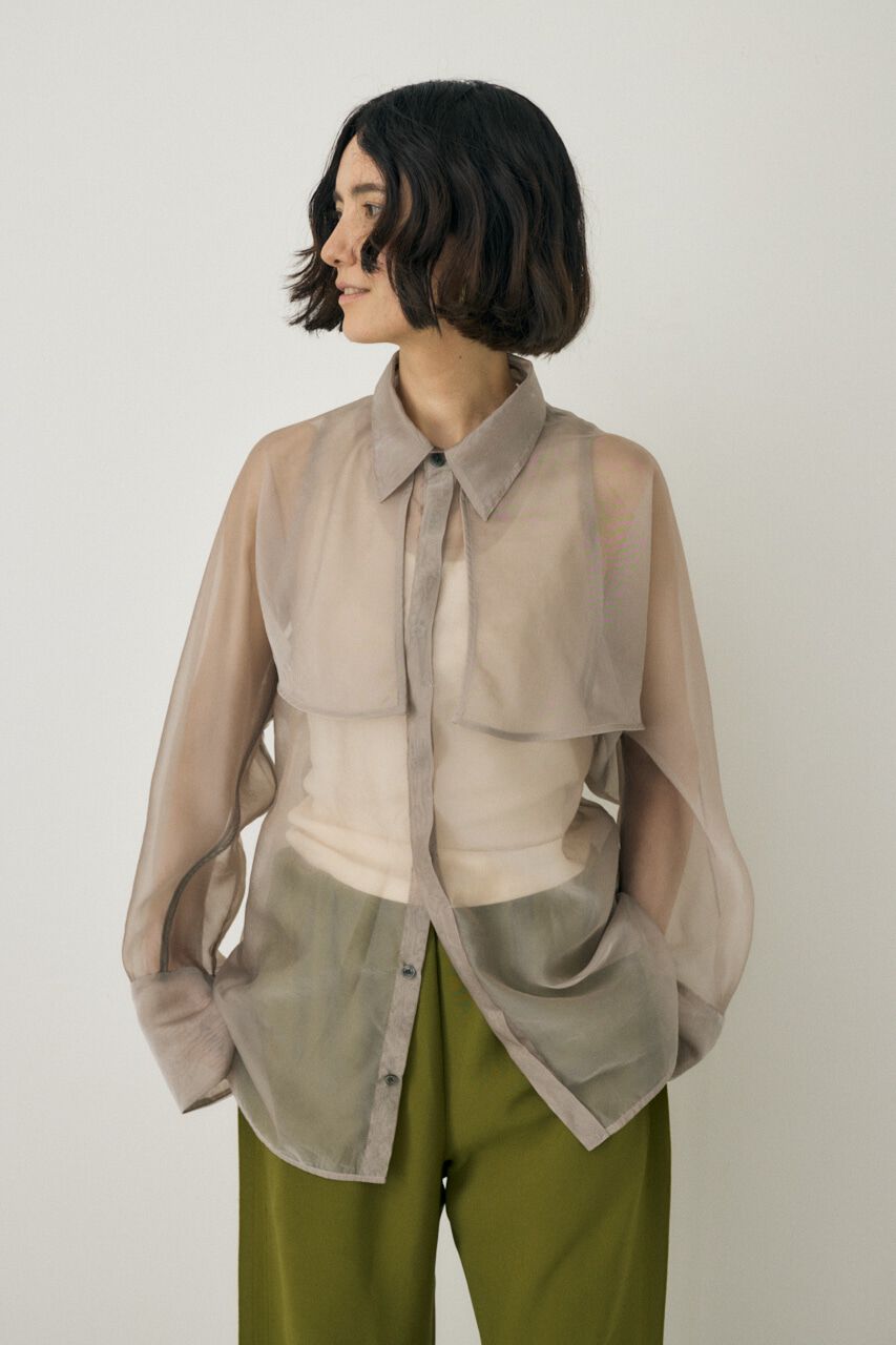 MOUSSY「ｼｰｽﾙｰｼｬﾂ ﾘｻｲｸﾙﾎﾟﾘｴｽﾃﾙ&times;ﾘｻｲｸﾙﾅｲﾛﾝ混ｵｰ 」|シャツ・ブラウス|L/GRY1