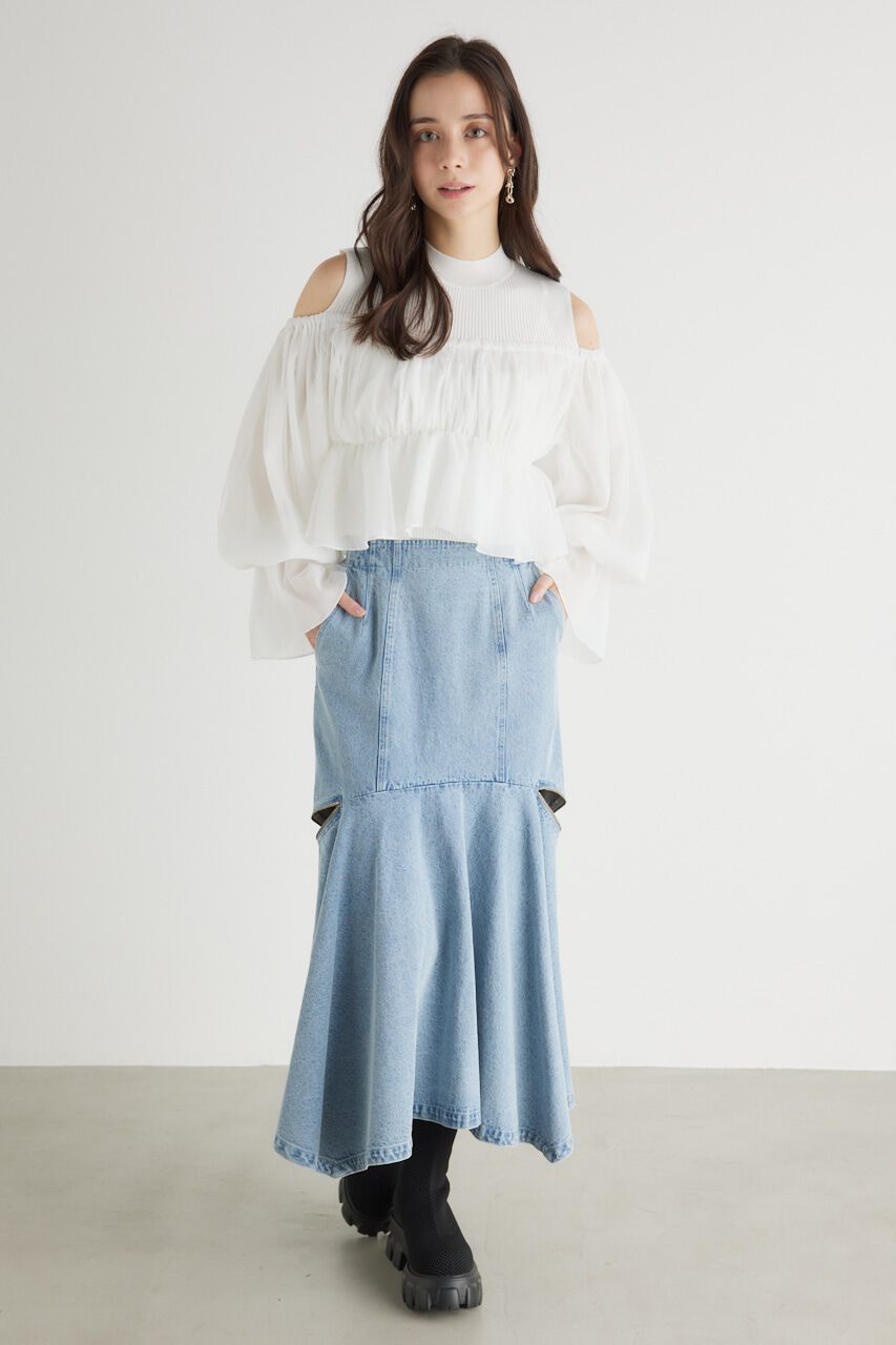 rienda「ペプラムチュールコンビKnit TOP」|ニット・セーター|