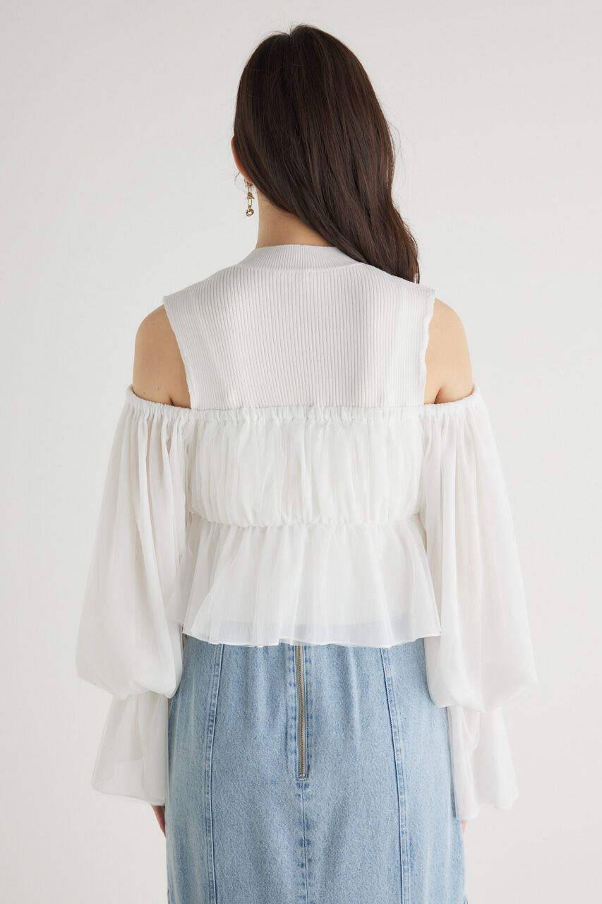 rienda「ペプラムチュールコンビKnit TOP」|ニット・セーター|