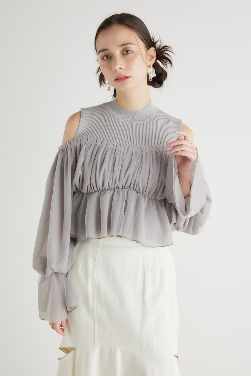 rienda「ペプラムチュールコンビKnit TOP」|ニット・セーター|L/GRY1