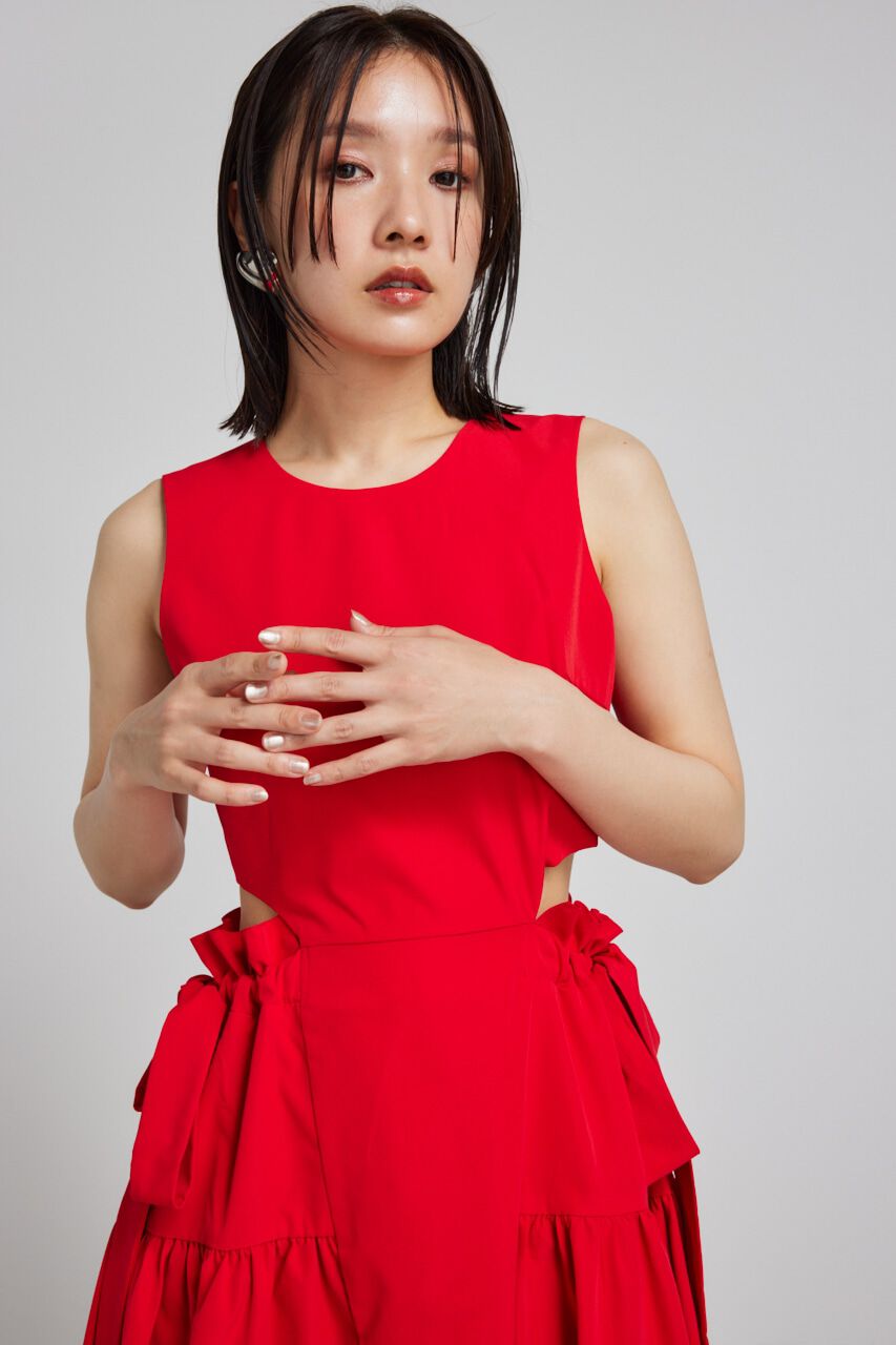 rienda「サイドリボンドロンストフレアワンピース」|ワンピース|