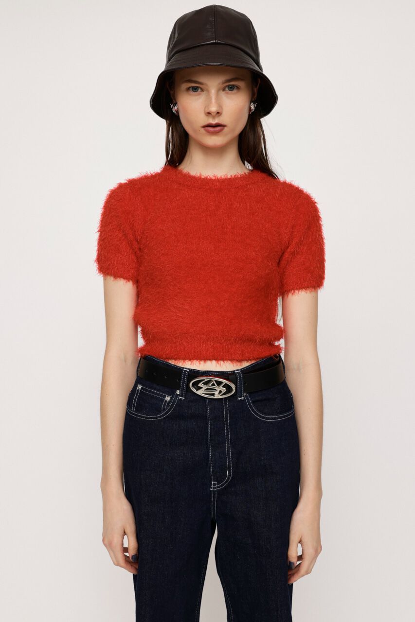 SLY「SHAGGY TINY Tシャツ」|ニット・セーター|L/RED1
