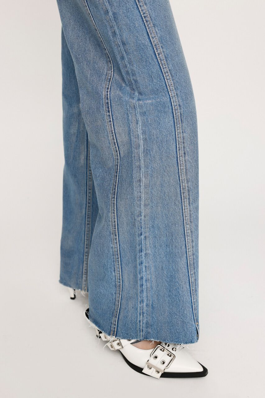 SLY「METALIC DOUBLE BELT FLARE パンツ」|デニム|