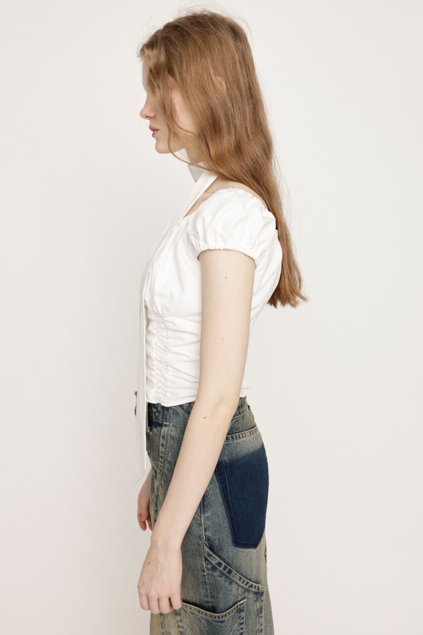 SLY「FRONT BUTTON GATHER TIE トップス」|シャツ・ブラウス|
