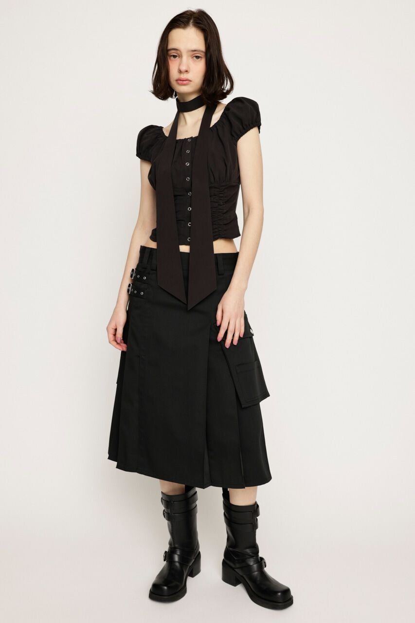 SLY「FRONT BUTTON GATHER TIE トップス」|シャツ・ブラウス|