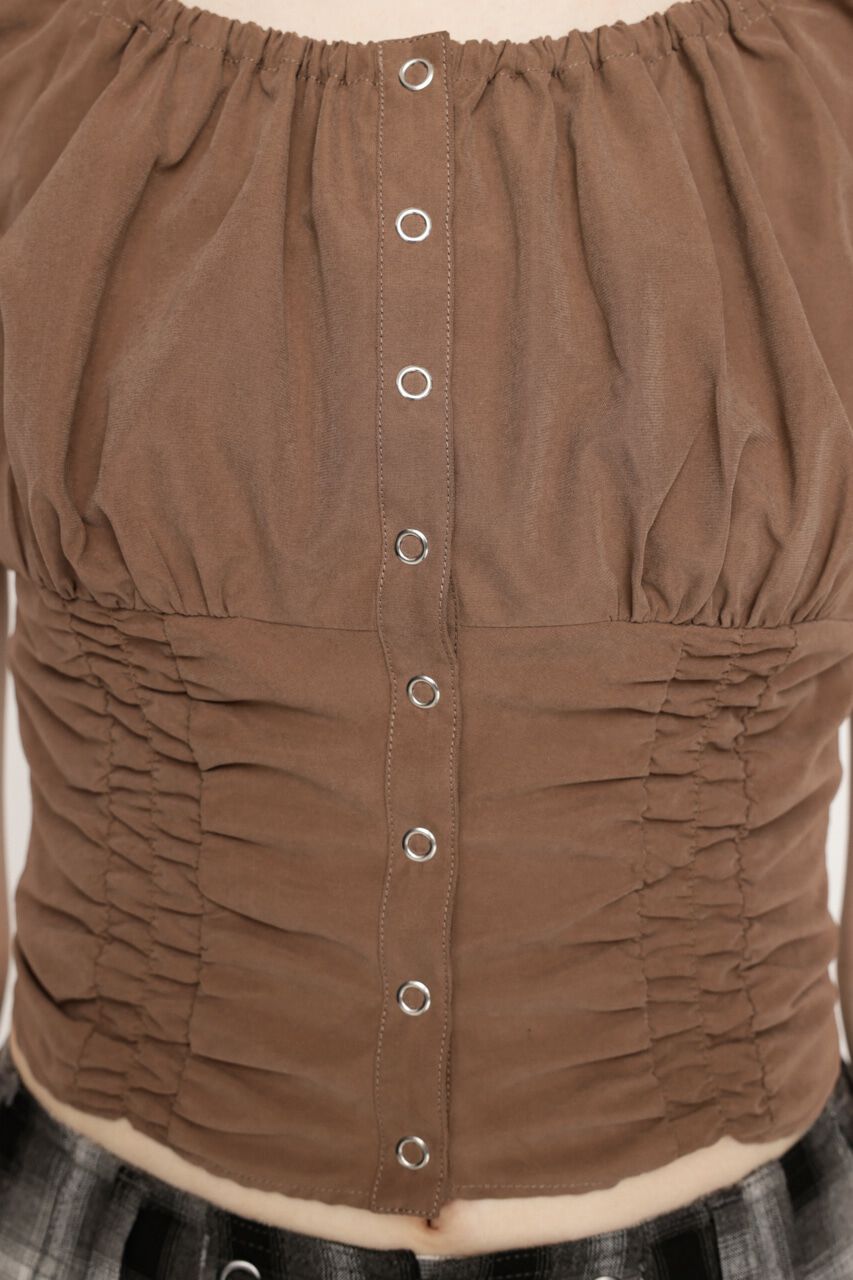 SLY「FRONT BUTTON GATHER TIE トップス」|シャツ・ブラウス|