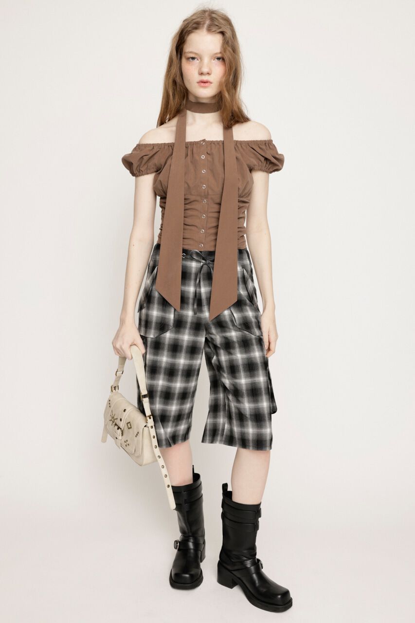 SLY「FRONT BUTTON GATHER TIE トップス」|シャツ・ブラウス|