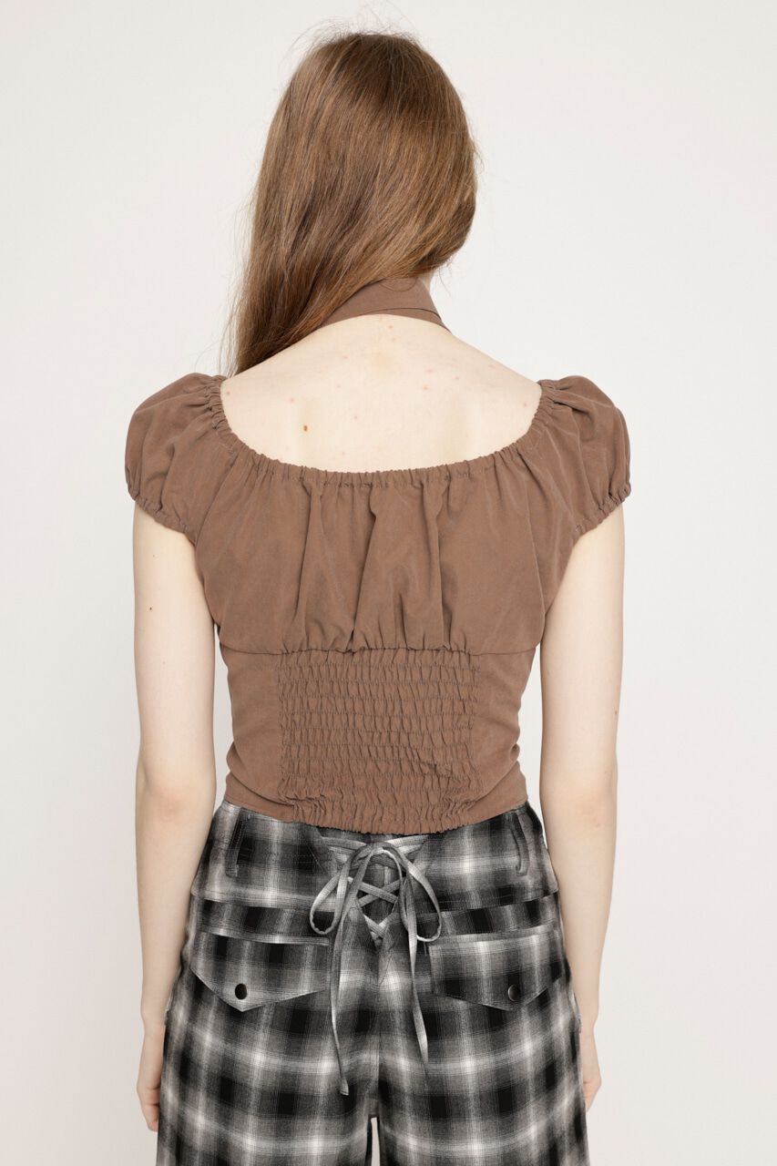 SLY「FRONT BUTTON GATHER TIE トップス」|シャツ・ブラウス|