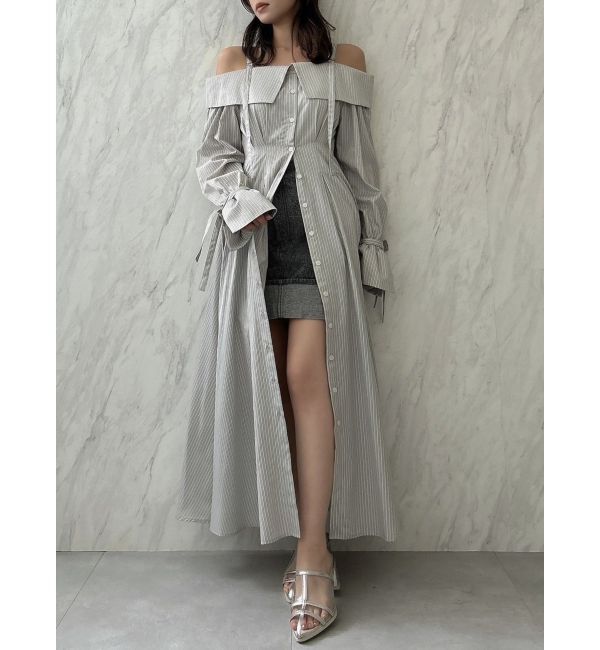 dazzlin「ウエストタックオフショルシャツワンピース」|ワンピース|