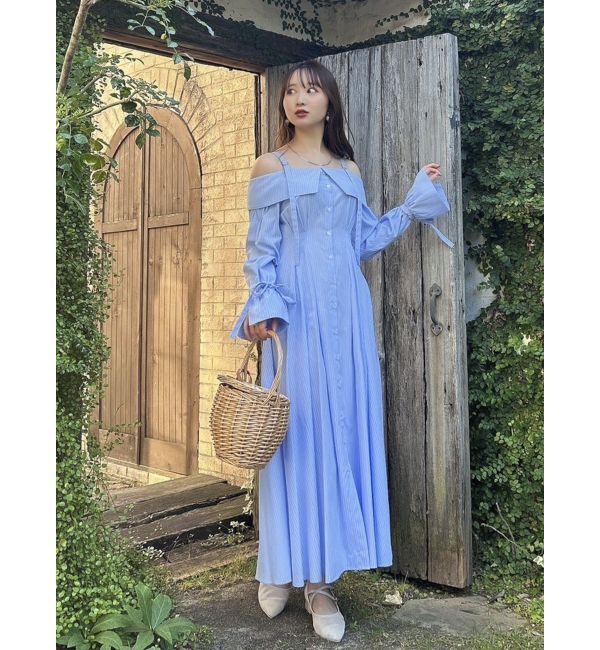 dazzlin「ウエストタックオフショルシャツワンピース」|ワンピース|
