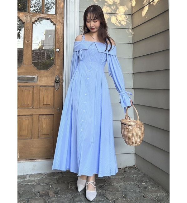 dazzlin「ウエストタックオフショルシャツワンピース」|ワンピース|