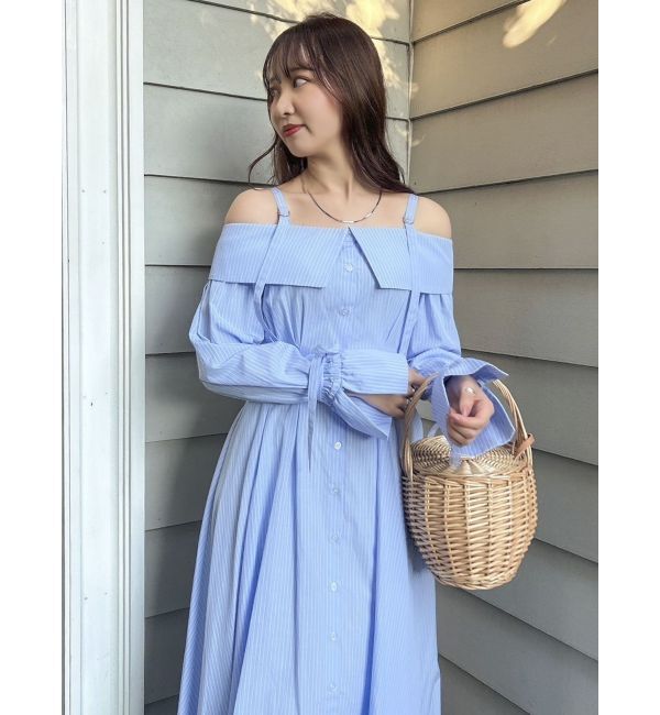 dazzlin「ウエストタックオフショルシャツワンピース」|ワンピース|