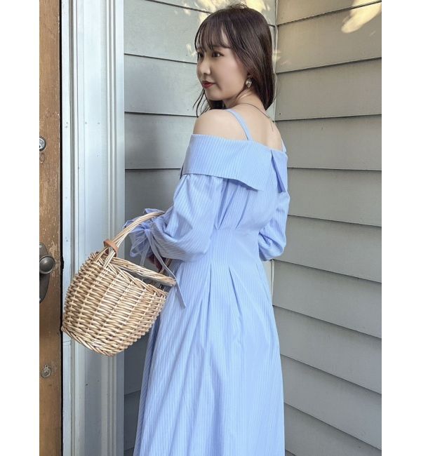 dazzlin「ウエストタックオフショルシャツワンピース」|ワンピース|