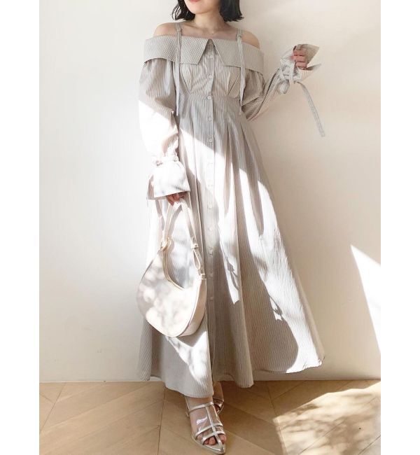 dazzlin「ウエストタックオフショルシャツワンピース」|ワンピース|