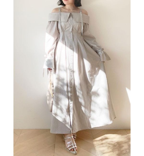dazzlin「ウエストタックオフショルシャツワンピース」|ワンピース|