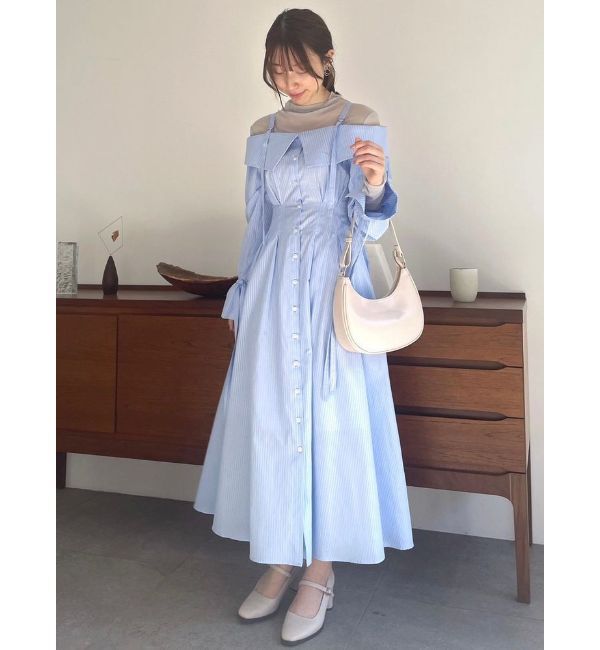 dazzlin「ウエストタックオフショルシャツワンピース」|ワンピース|