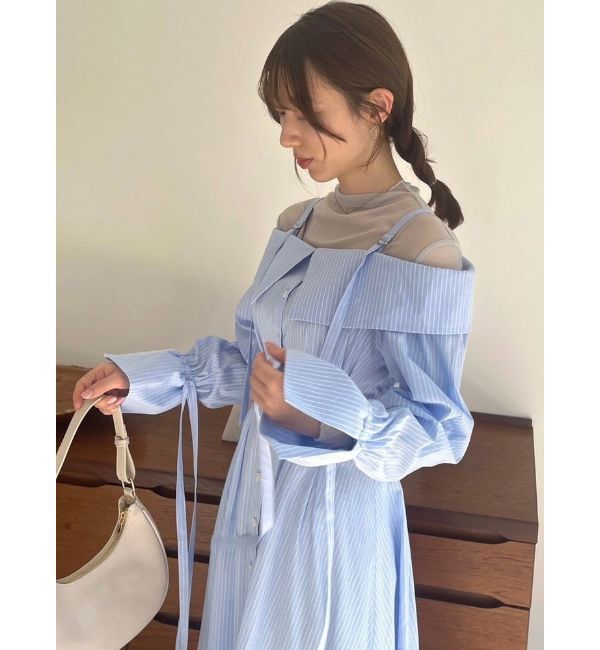 dazzlin「ウエストタックオフショルシャツワンピース」|ワンピース|