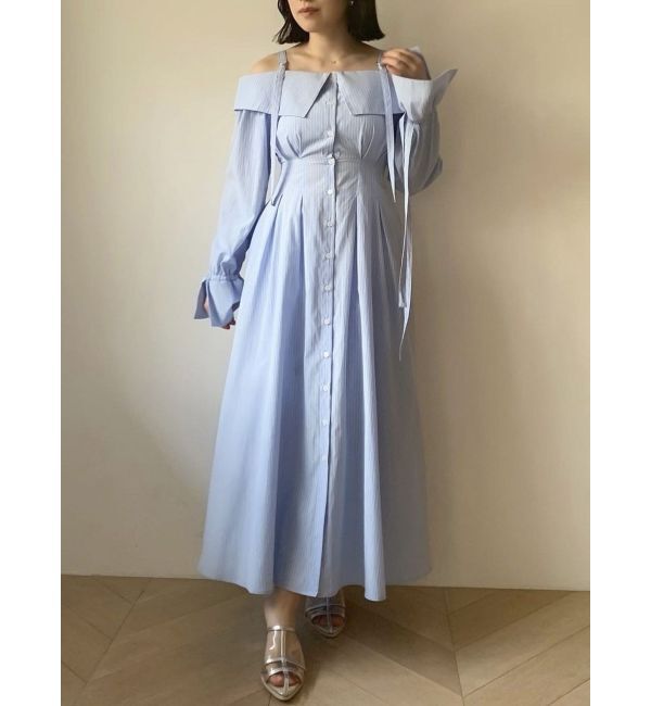 dazzlin「ウエストタックオフショルシャツワンピース」|ワンピース|