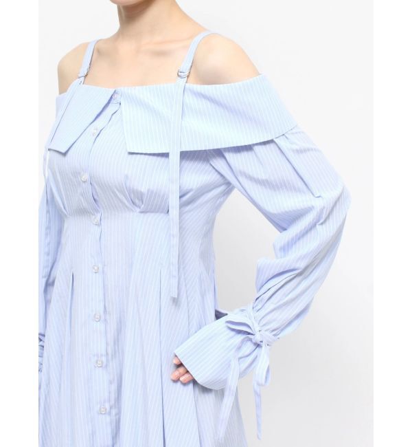 dazzlin「ウエストタックオフショルシャツワンピース」|ワンピース|